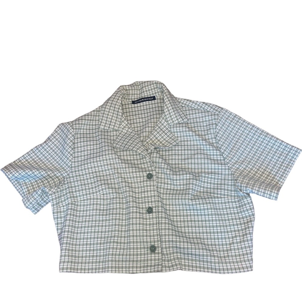Brandy melville Vivian soft plaid button down crop top